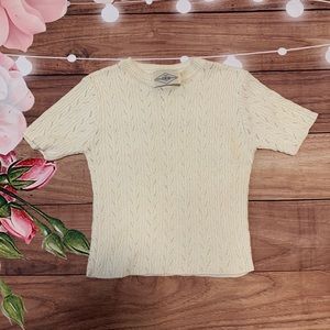 B.Moss Short Sleeve Cropped Knit Sweater